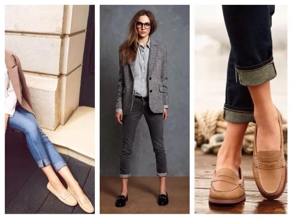 Лоферы и укороченные джинсы — классическое сочетание.