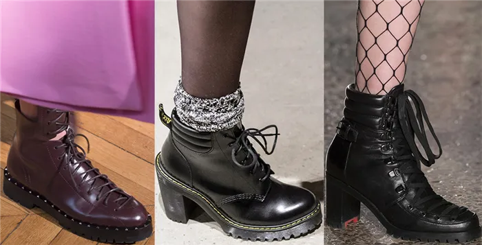 Разнообразные ботинки на шнуровке - модная находка сезона.