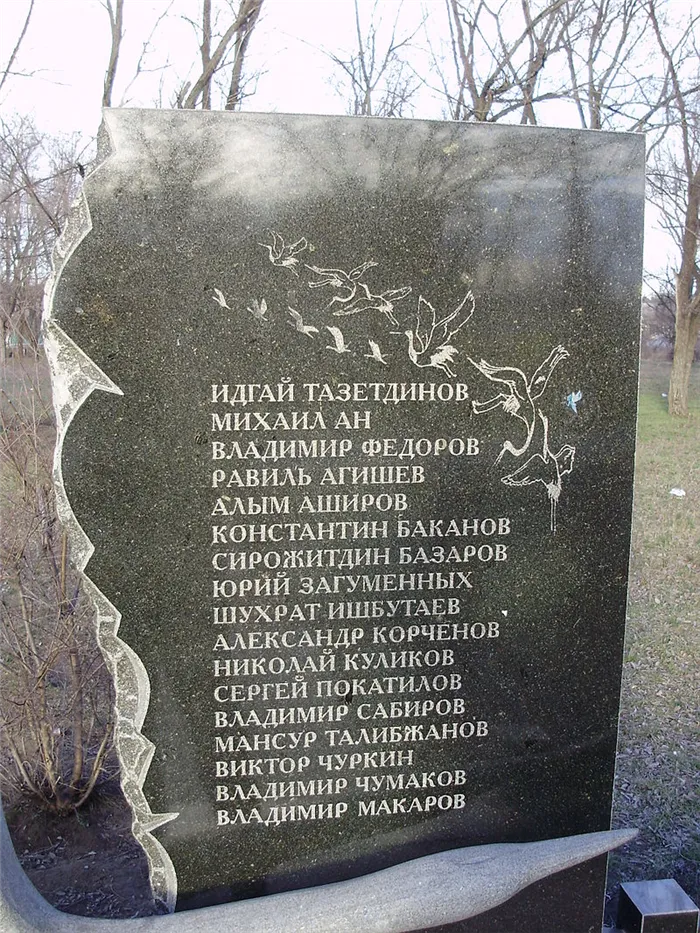 Фрагмент памятника футбольной команде «Пахтакор», погибшей в авиакатастрофе 11 августа 1979 года. Днепропетровская область, Украина. Фото: wikipedia.org