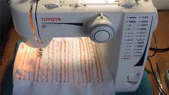 Всевозможные строчки на швейной машинке toyota