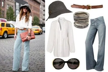 Широкие женские джинсы: модные и удобные. Как носить широкие джинсы 16