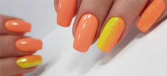 Идеи оранжевого маникюра. С какими цветами сочетается оранжевый ногти 11