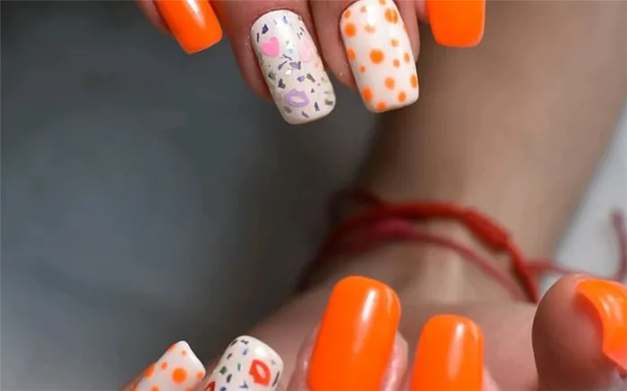 Идеи оранжевого маникюра. С какими цветами сочетается оранжевый ногти 5