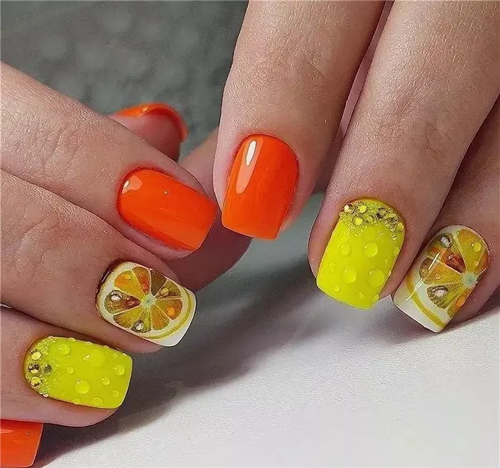 Идеи оранжевого маникюра. С какими цветами сочетается оранжевый ногти 31