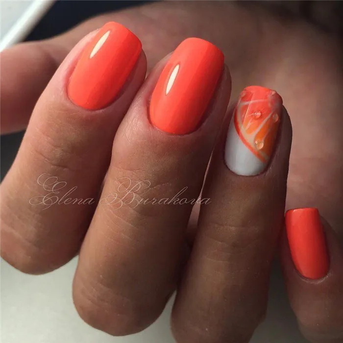 Идеи оранжевого маникюра. С какими цветами сочетается оранжевый ногти 40