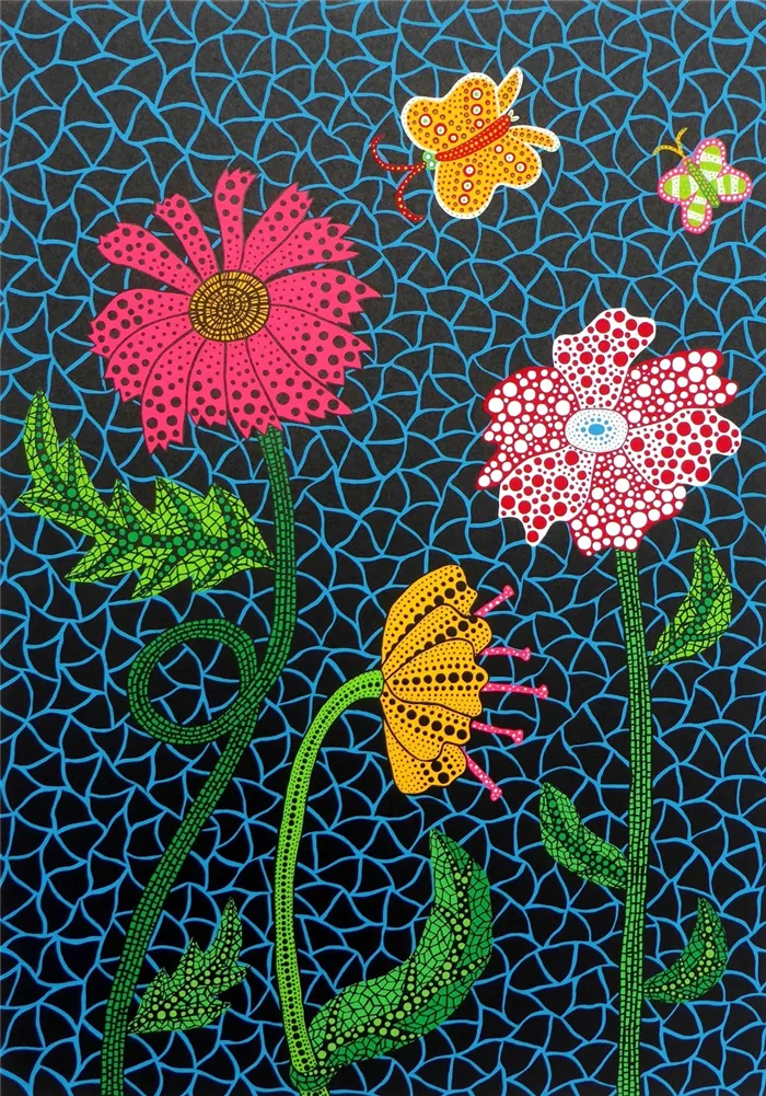 Современное искусство. Яёи Кусама. Картина «Цветы», 2002