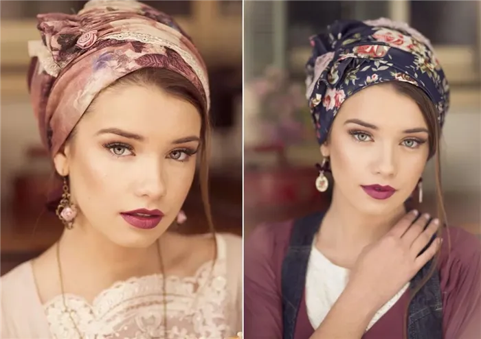 Как завязать шарф на голове: красивые и модные варианты. Как шарф завязать на голове 34