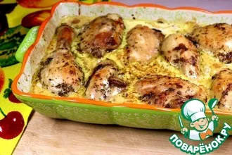 Рецепт: Курица, запеченная с соусом и грибами