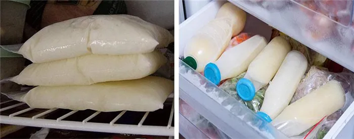 Молоко в морозильной камере