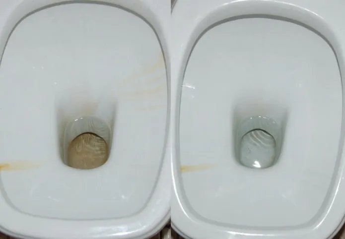 Туалет до и после очистки лимонной кислотой