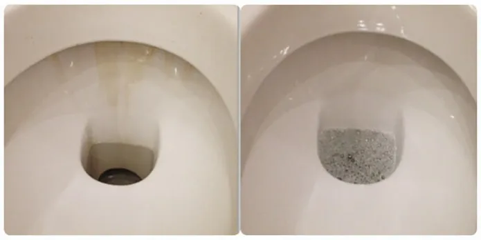 Туалет до и после чистки борной кислотой