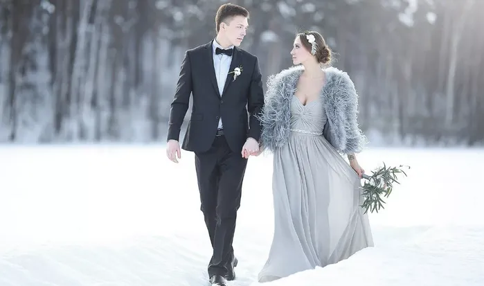 зимняя свадебная фотография