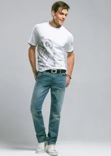 Как носить футболку с джинсами. Как носить свободную футболку с джинсами 40