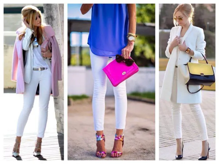Белые брюки: стильные модели и модные образы. Что одеть с белыми брюками женщине фото 16