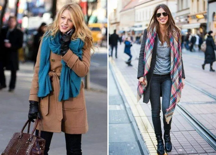 Современные шарфы с пальто в пастельных тонах