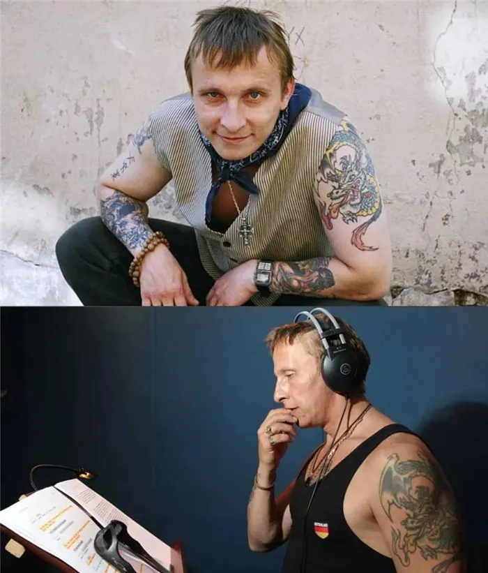 Иван Окроловинстин с татуировками.