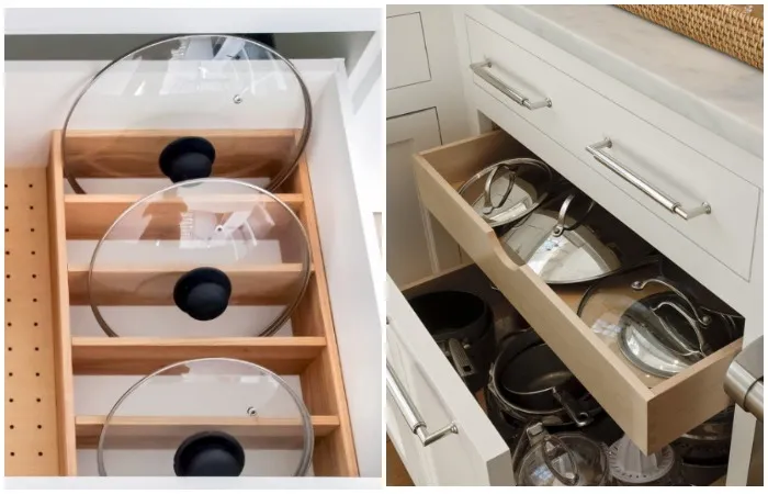 Если позволяет пространство кухни, сделайте отдельные ящики или установите разделители в мебели.