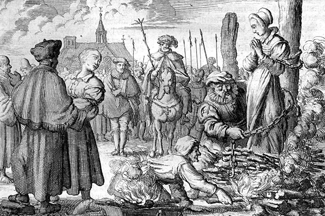 Ян Люйкен. Подготовка к казни в 1544 году.Гравюра XVII века.