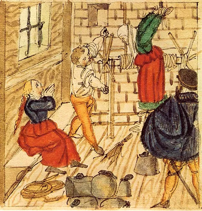 Пытки людей, обвиненных в колдовстве. 1577