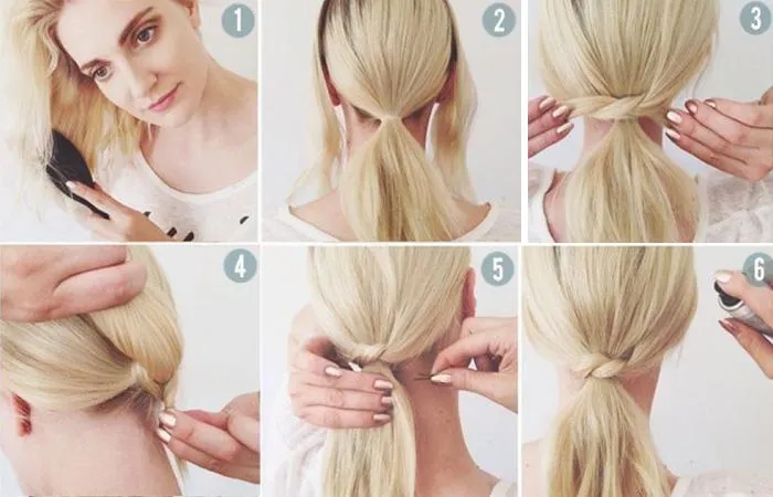 Как сделать хвост без резинки: три интересных способа. Как убрать волосы без резинки 11