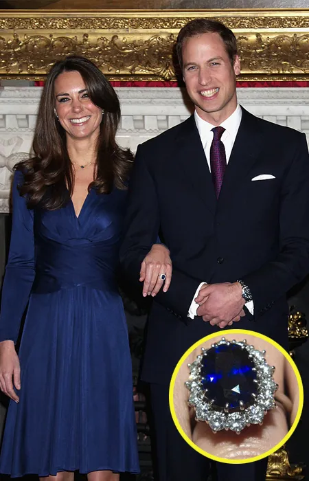 Кейт Миддлтон и принц Уильям во время встречи по случаю помолвки.