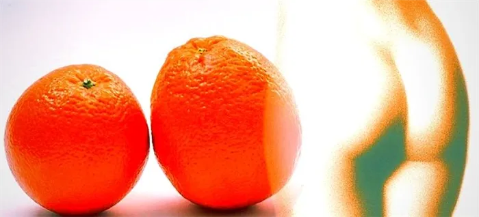 Коллаж: апельсин и целлюлит