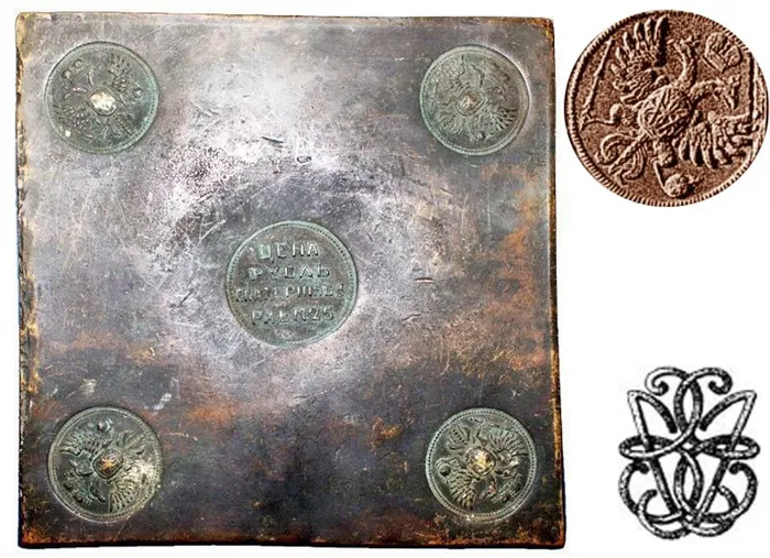 Монограмма Екатерины AD на бронзовой угловой печати