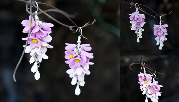 Серьги-цветы из полимерной глины