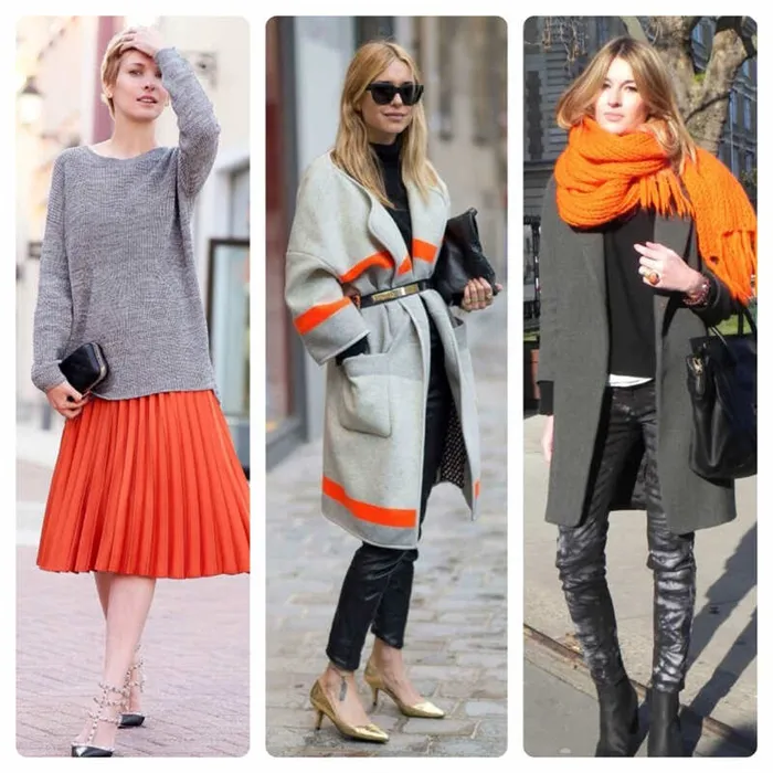С каким цветом сочетается оранжевый цвет в одежде для женщин. Фото, кому идет, как выглядит, с чем носить. С каким цветом сочетается оранжевый? 6