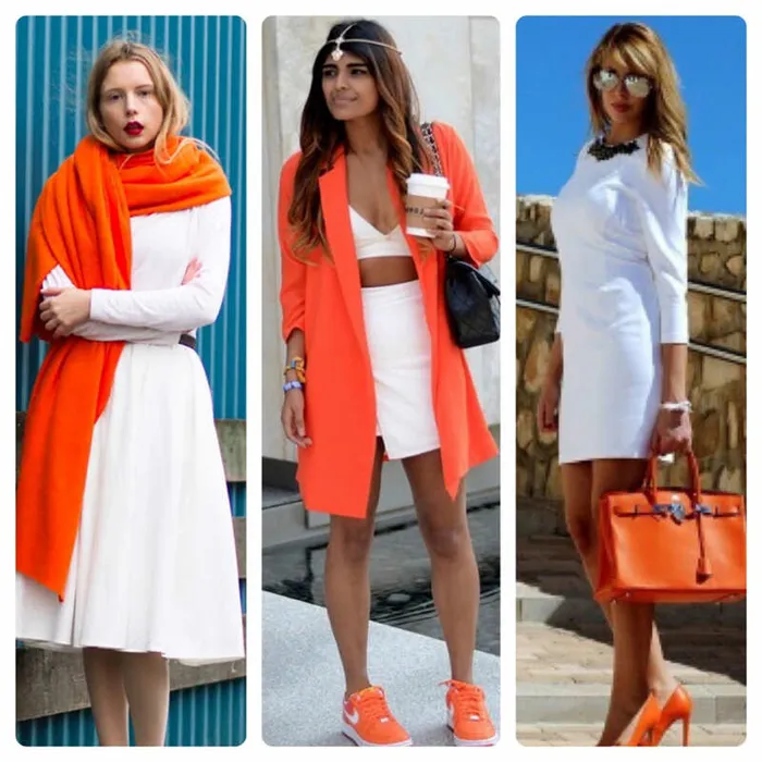 С каким цветом сочетается оранжевый цвет в одежде для женщин. Фото, кому идет, как выглядит, с чем носить. С каким цветом сочетается оранжевый? 5