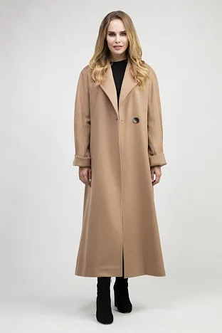 Длинное женское пальто бежевого цвета Teresa Tardia