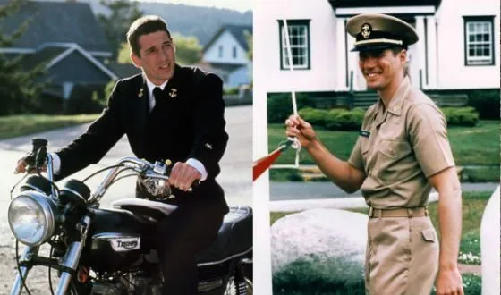 Молодой Ричард Гир на съемках фильма «Офицер и джентльмен»