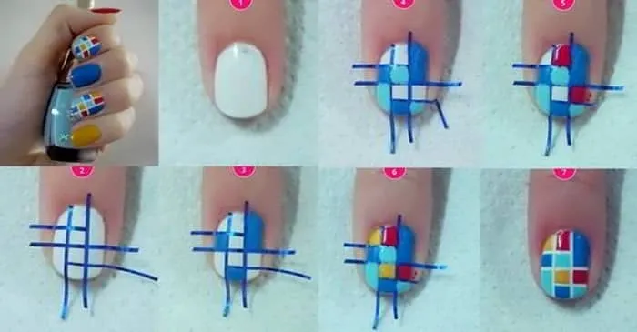 Вариант дизайна с помощью ленты для дизайна ногтей