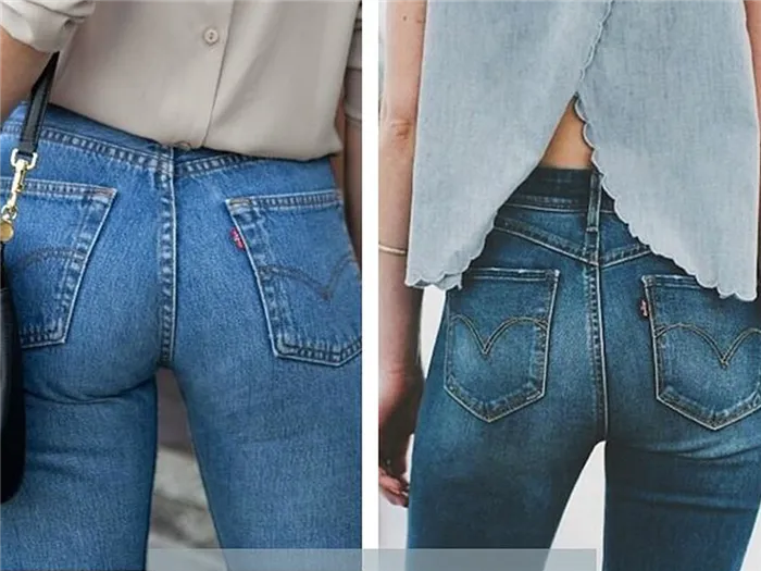 Угол наклона задних карманов джинсов