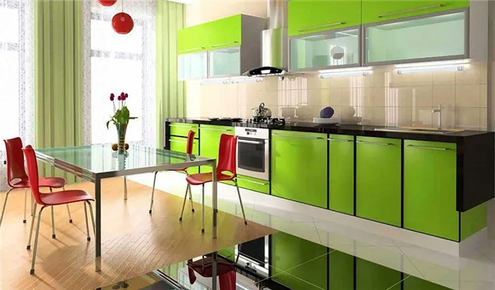 Сочетания зеленого цвета в интерьере кухни фото 4