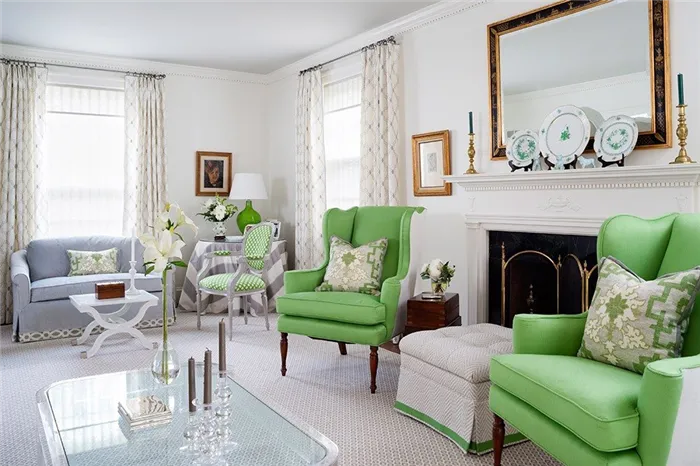 Сочетания зеленого цвета в интерьере гостиной фото 5