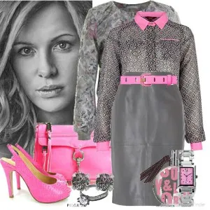 цветовое сочетание в одежде розовый + серый