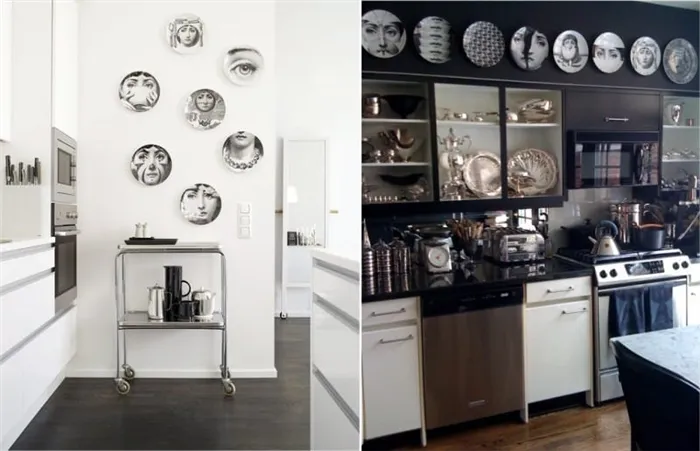 Деокративные тарелки Пьеро Форназетти в интерьере кухни