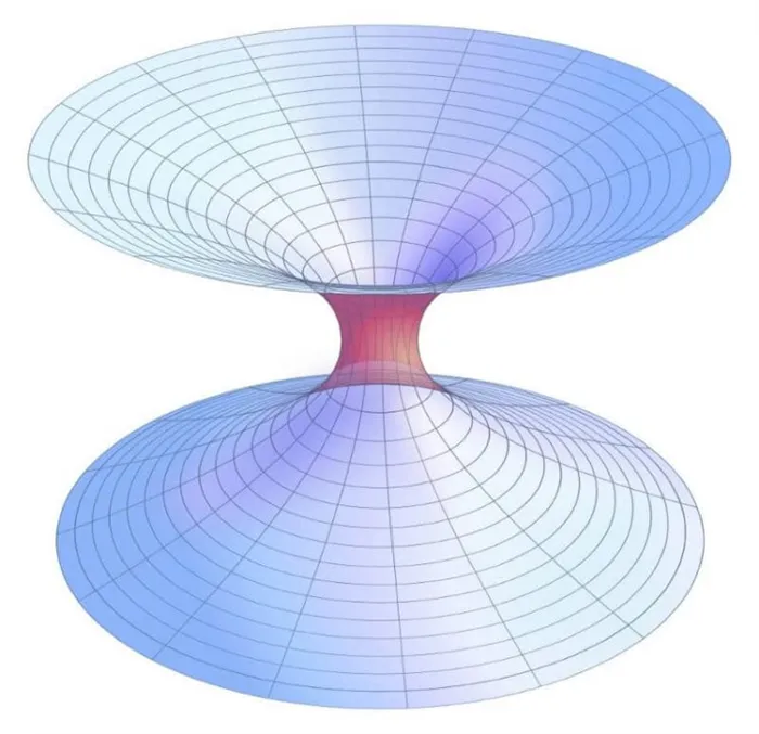 Можно ли попасть в будущее. Точный математический график лоренцевой червоточины. Если один конец червоточины построен из положительной массы/энергии, а другой из отрицательной массы/энергии, червоточина станет проходимой. Фото.