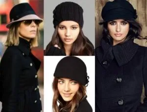 разные модели шапок под пальто
