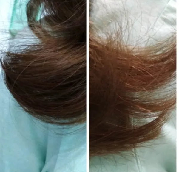 Волосы девушки после термострижки у опытного мастера и у новичка