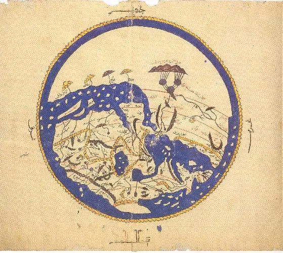 Перевернутая средневековая карта мира
