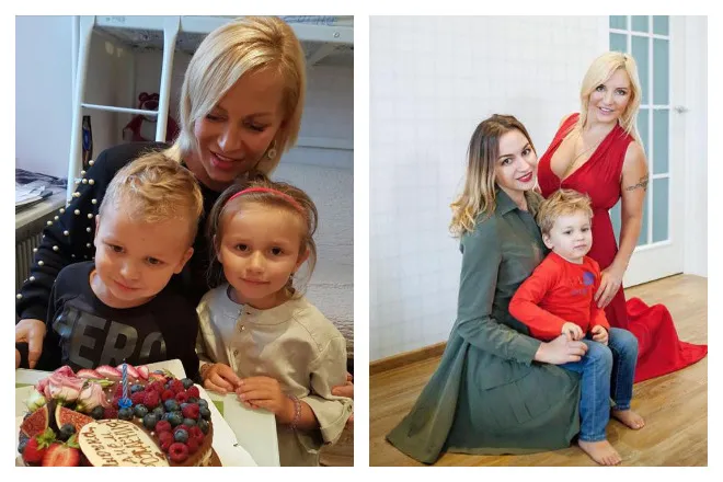 Елена Санжаровская с дочерью и внуками
