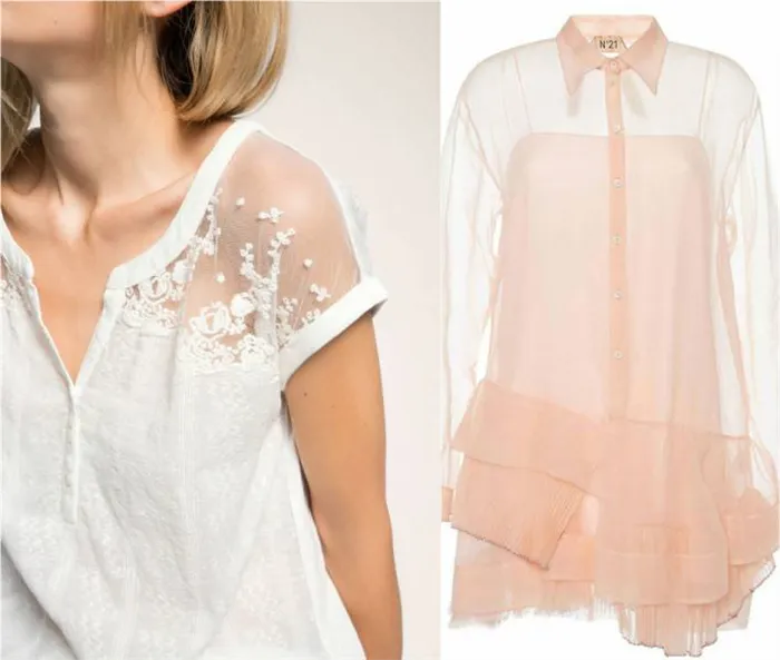 Прозрачная блузка: создаем стильный лук. Как носить прозрачную блузку. 4