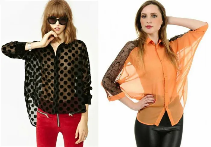 Прозрачная блузка: создаем стильный лук. Как носить прозрачную блузку. 56