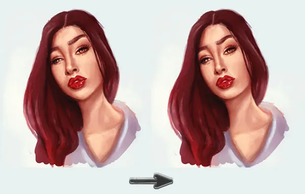 Как сделать макияж в Photoshop. Как убрать брови в фотошопе. 5