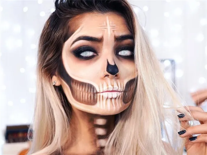 страшный мейкап для девушки на хэллоуин фото 14