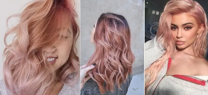 Пепельно-розовый цвет волос. Кому подходит, как выбрать, получить нужный оттенок, краски и тоники, техника омбре, окрашивание кончиков и блонд. Фото