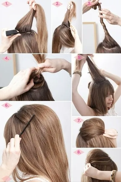 Прическа на средние волосы — быстрые и красивые укладки. Инструкции с фото. Как сделать прическу гнездо. 2