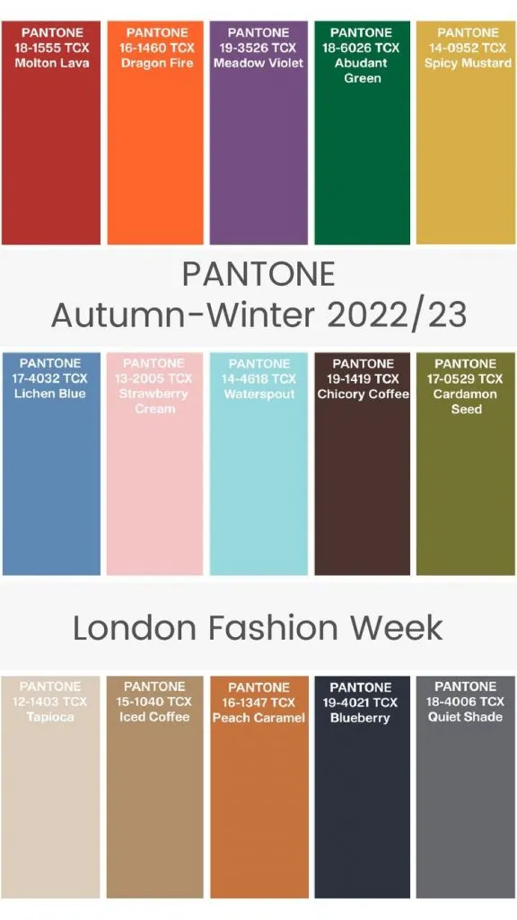 Модная палитра Лондон осень-зима 2022-2023